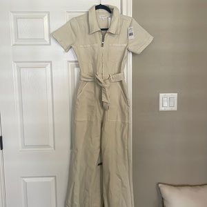 Good American crème jean jumpsuit size 1